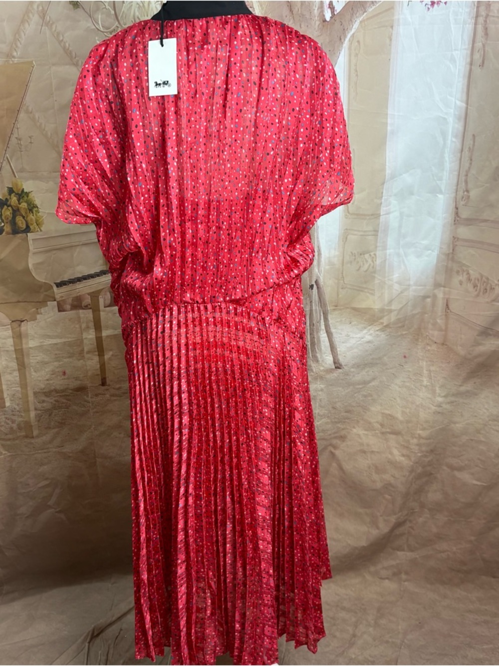 NEW Coach Ted Dot Pleated Fit Flare dress - Picture 9 of 12